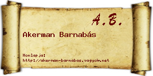 Akerman Barnabás névjegykártya